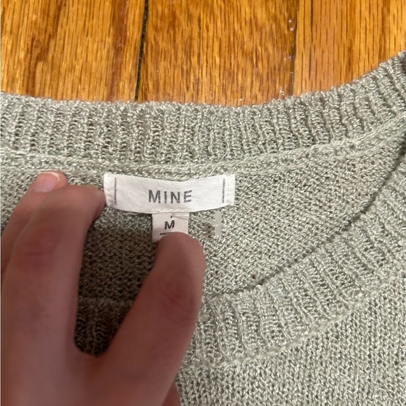 MINE Sweater Womens M Gray Speckled Pom Poms Pullover - Picture 7 of 8